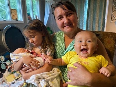 Danielle Bieganowski and her three grandchildren